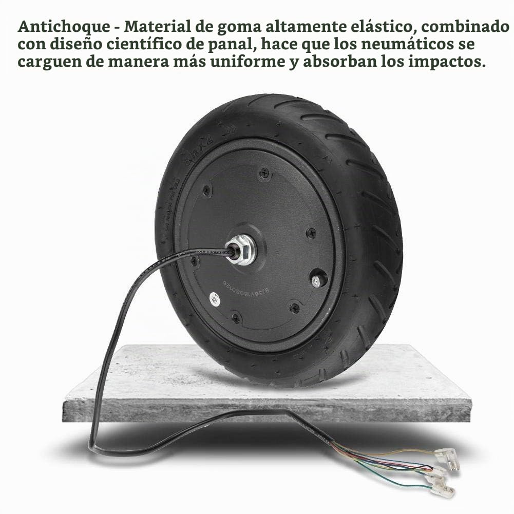MAGT Motor de scooter eléctrico, motor de repuesto de scooter eléctrico de 250 W con neumático de rueda, accesorio de repuesto compatible con Xiaomi M365, negro, 25 cm