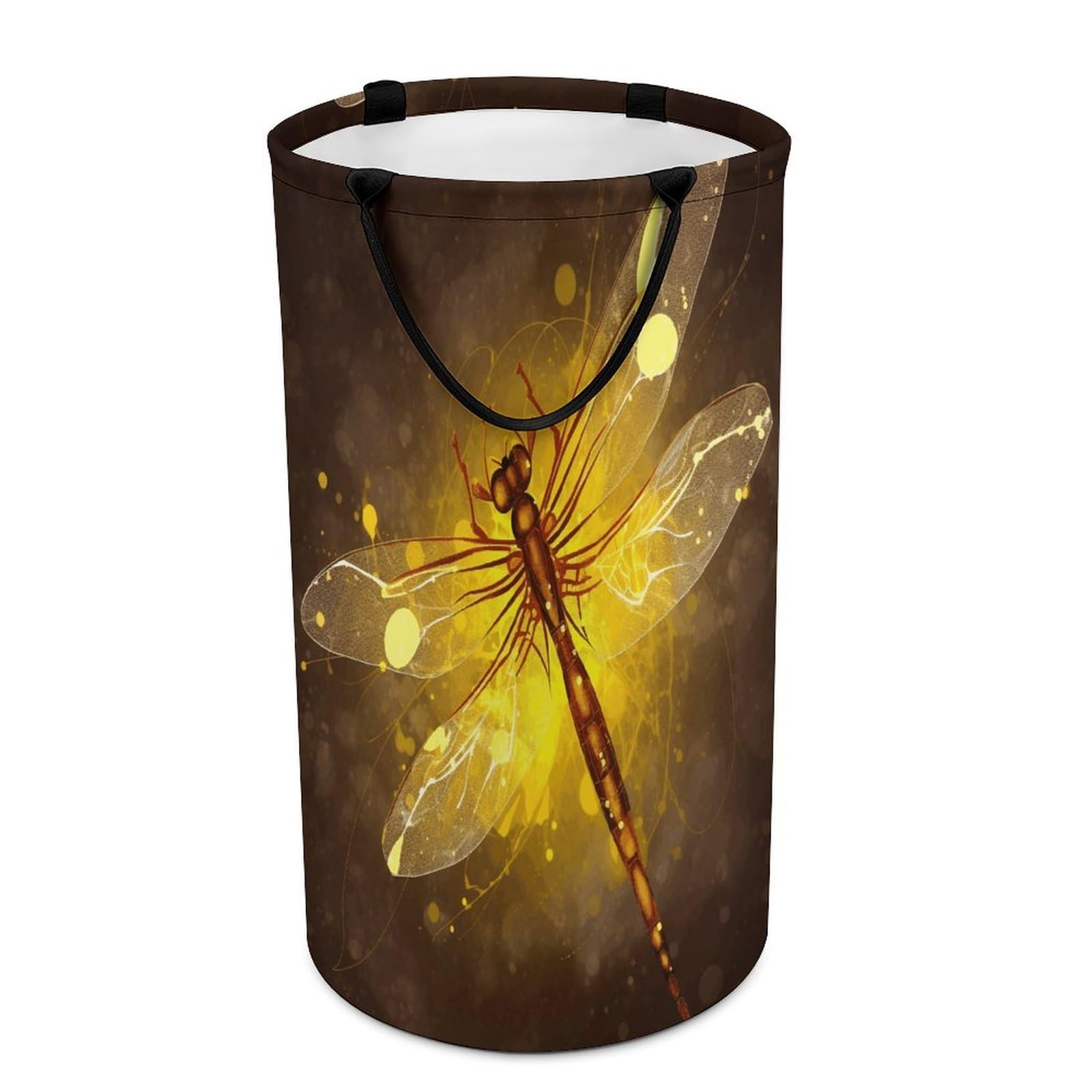 Abstract Yellow Dragonfly Laundry Basket Waterproof Laundry Hamper Freestanding Collapsible Clothes Hamper with Reinforced Handles 86L Large Foldable Tall Clothes Basket for Bathroom