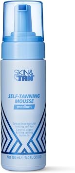Skin & Tan Original Self Tanning Mousse 150ml | Natural Fool-Proof Glow | Lightweight Mousse Formula with Aloe Vera & Guarana Extract