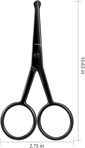 Miniatura 2 de Mudder Tijeras de pelo de nariz de 3 piezas, tijeras de punta redondeada, recortadora de pelo facial de acero inoxidable para cejas, nariz, bigote,