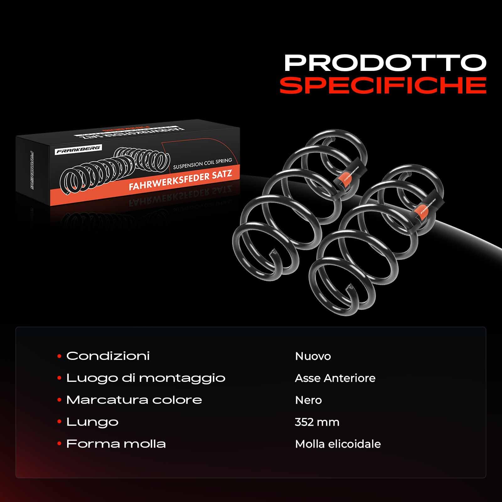Frankberg 2x Molle autotelaio Molle sospensioni Compatibile con Yeti 5L O.c.t.a.v.i.a II Combi 1Z5 Replace# RH2957,1K0411105DL