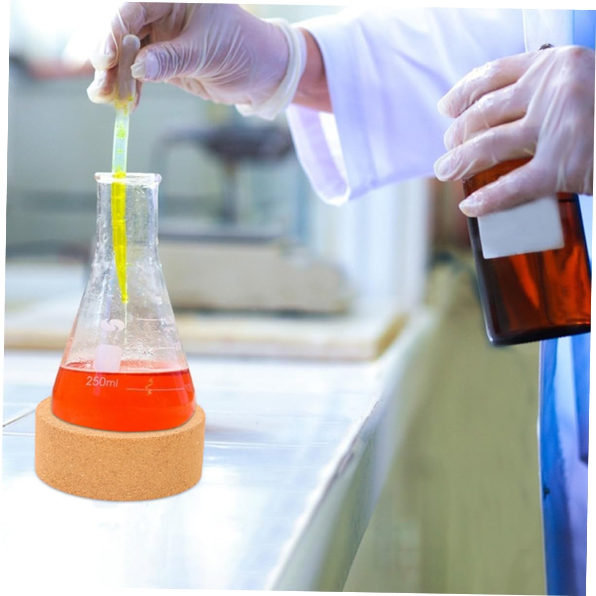 Ciieeo porta fiaschetta in sughero tappetino in sughero per fiasco supporto per fiaschetta di sughero In piedi laboratorio supporto con morsetti supporti per fiaschi