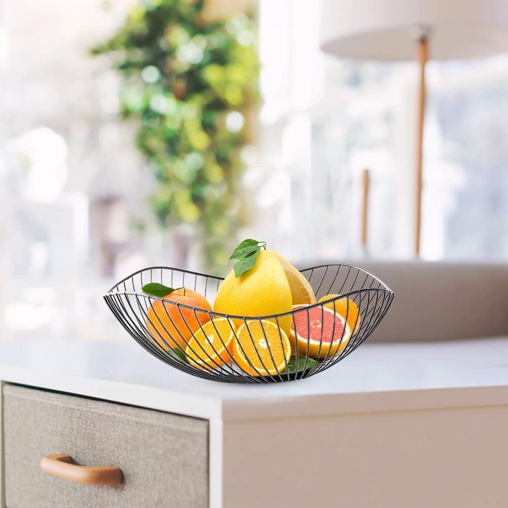 Ciotola per frutta, in filo di metallo, diametro 25,5 x 10 cm, per frutta e verdura, decorazione
