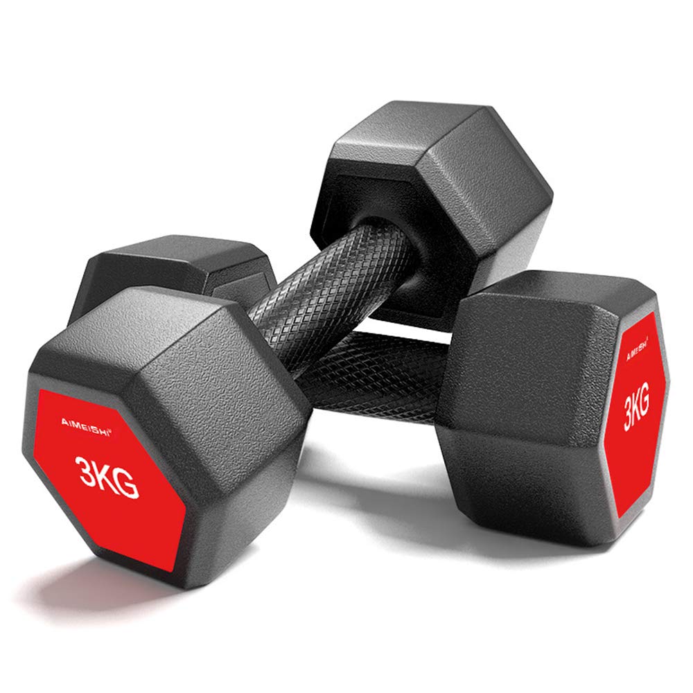 Gumowe hantle hex 1 para (waga 4 – 15 kg) do ramion, treningu siłowego, aerobiku, jogi, 2 kg (1 para)