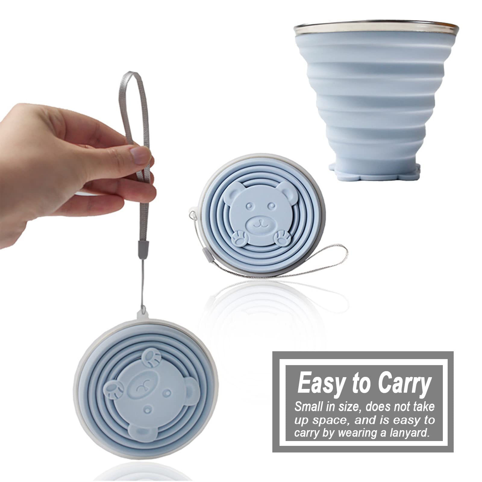 Tazze Pieghevoli In Silicone DdLUCK - Set Da 2 Con Coperchio - Per Viaggio E Outdoor - Foto 7