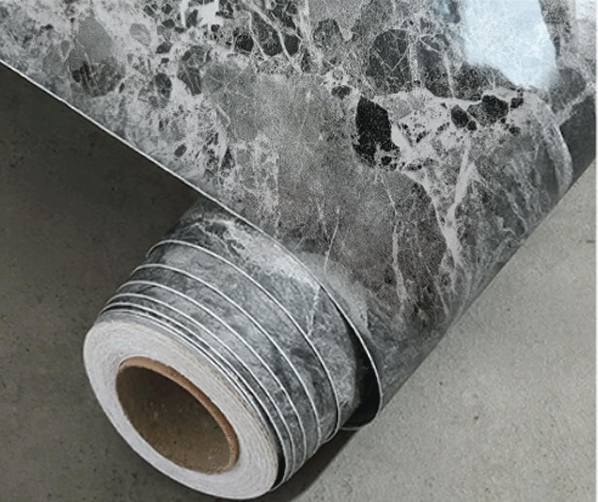 HotDecor Papier Peint Adhesif Marbre Gris 60cm X 300cm Papier