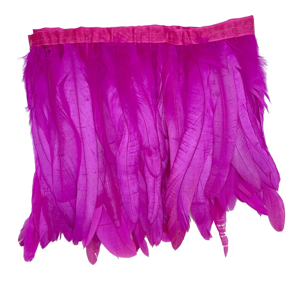 Sowder Rooster Hackle Feather Fringe Trim 8-10inch in Width for DIY Sewing Craft Decoration Pack of 1 Yard(Fuchsia) - Image 4