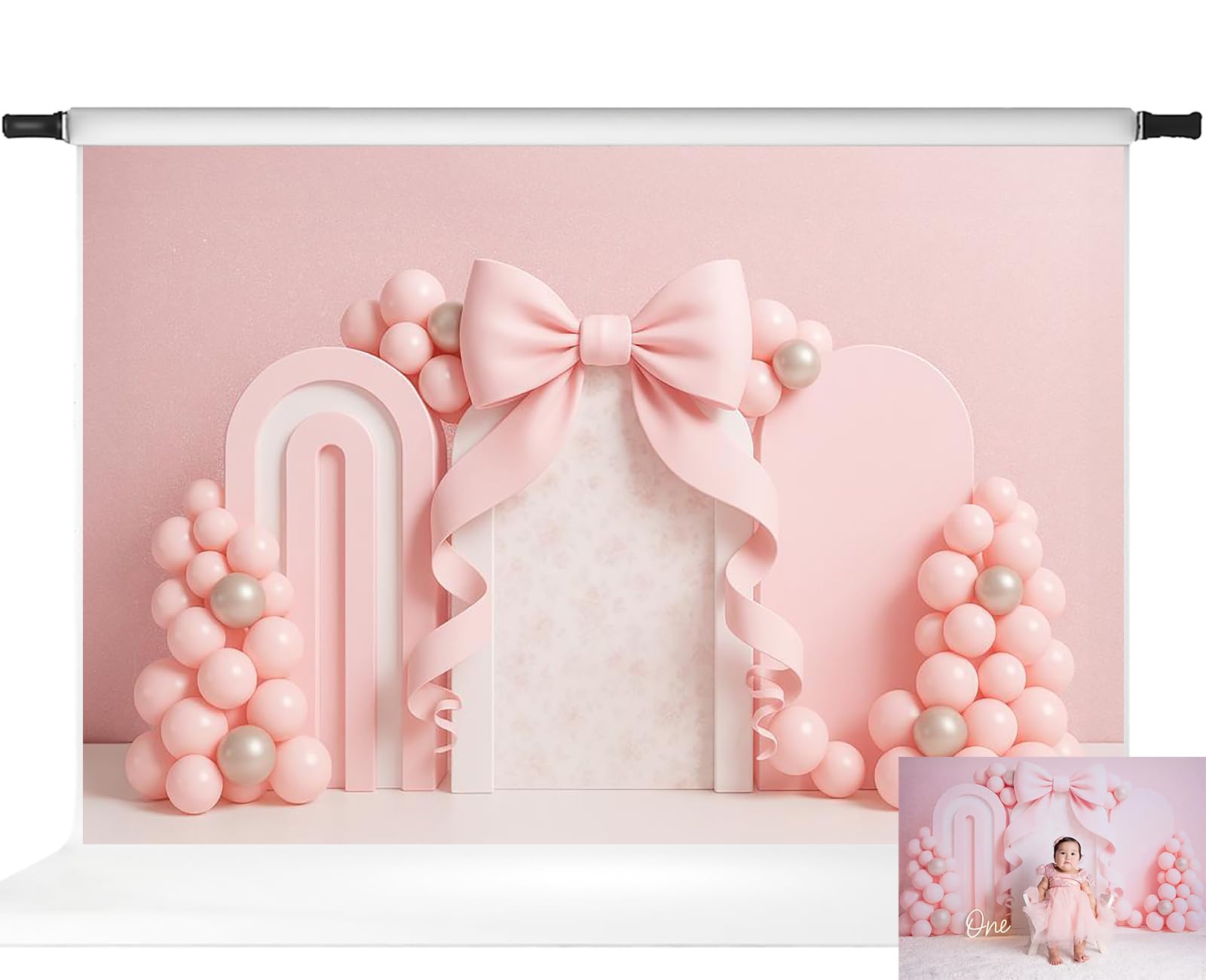 Kate Fotohintergrund für den 1. Geburtstag, für Kinder, Rosa, Mädchen, Neugeborene, Luftballons, Dekorationen, 2,1 x 1,5 m