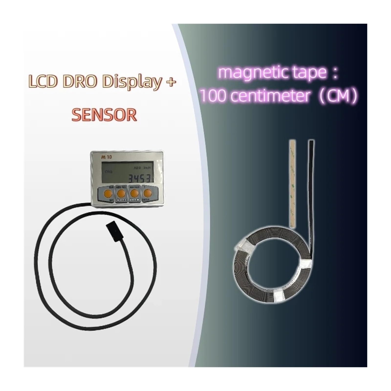 Escalas de codificador lineal, Regla De Rejilla Magnética LCD DRO Set Pantalla Lectura Digital M10 Sensor Visualización Codificador Lineal(M10-1000mm)