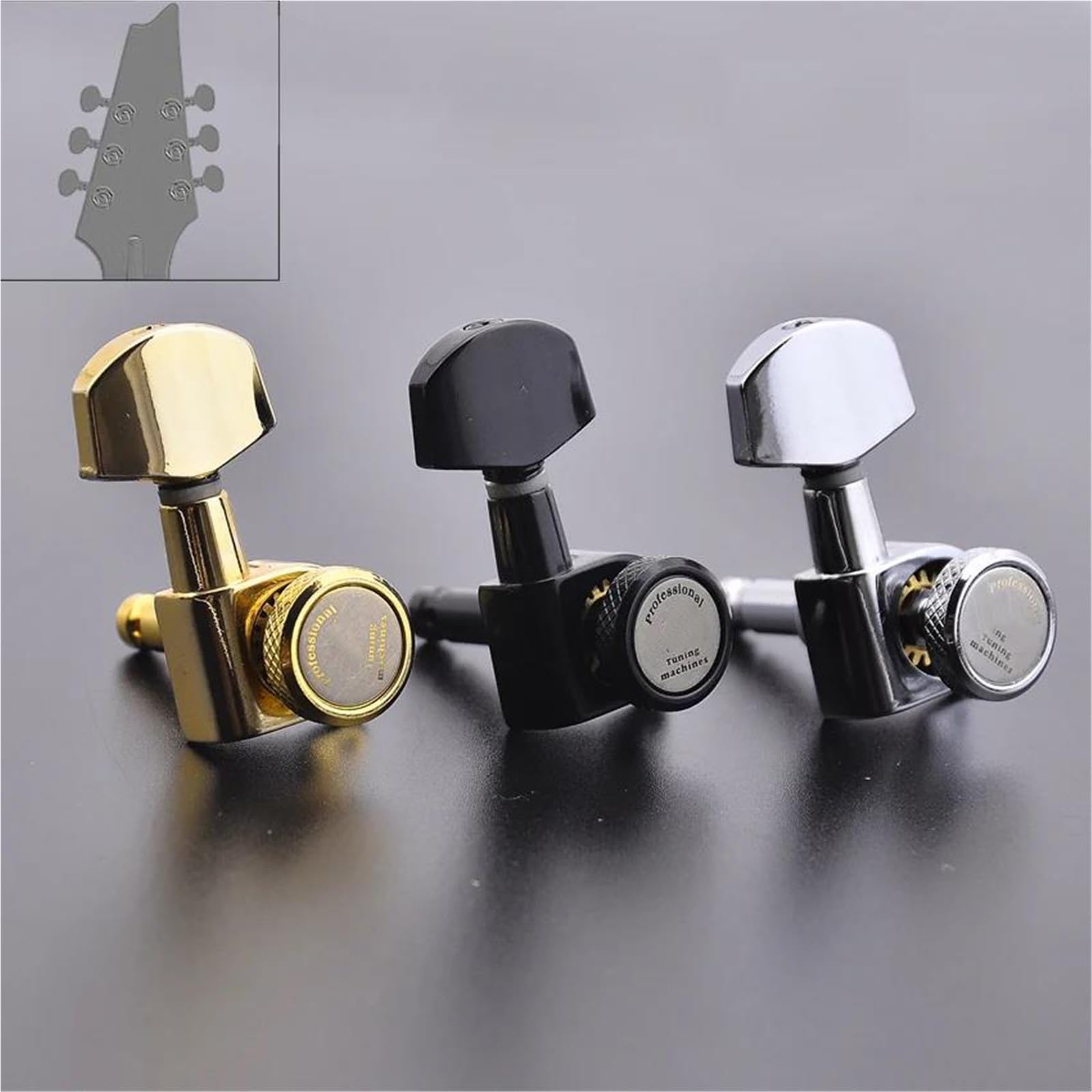 Guitar Tuning Pieces 1 Set L3 R3 Locking Guitar Machine Heads Tuners(Black)