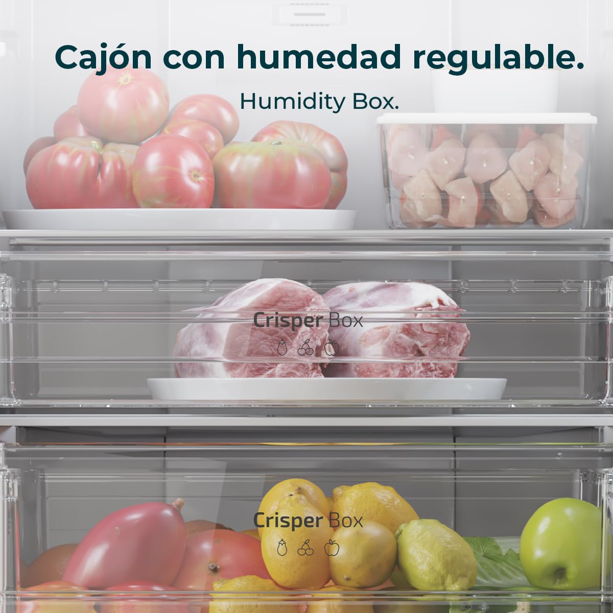 Cecotec Frigorífico Combi Bolero CoolMarket Combi 250 Dark E. Clase Energética E Frigorífico Combi Inox Oscuro 180X55Cm, 250L, No Frost, Multi Air Flow Y Cajón Humidity Box