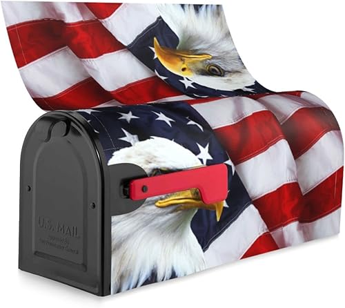 Miniatura 4 de Funda para buzón de águila calva con bandera estadounidense, tamaño estándar, 18 x 21 pulgadas, patriótica, impermeable, para buzón de correo
