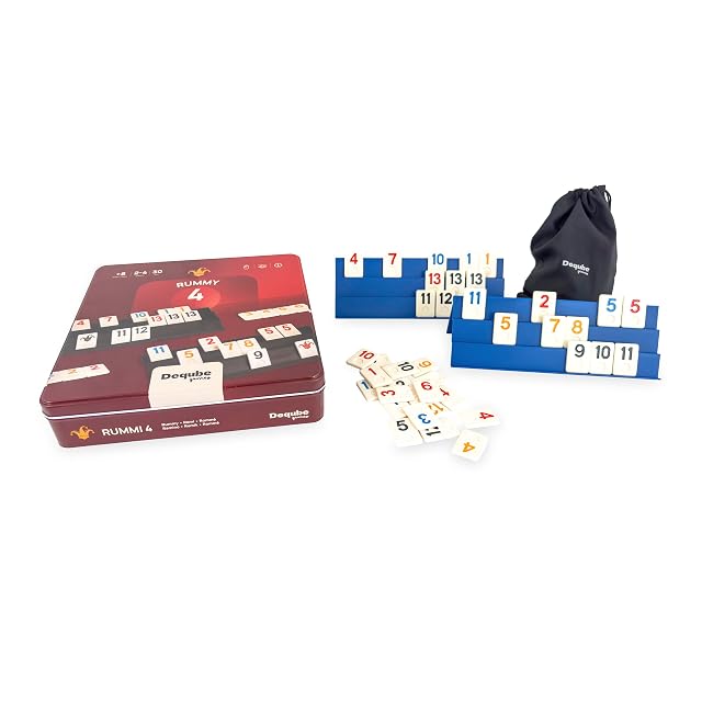 DEQUBE - Juego de Mesa - Rummy 4 Jugadores - Caja Metal- +8 años (941D00345)