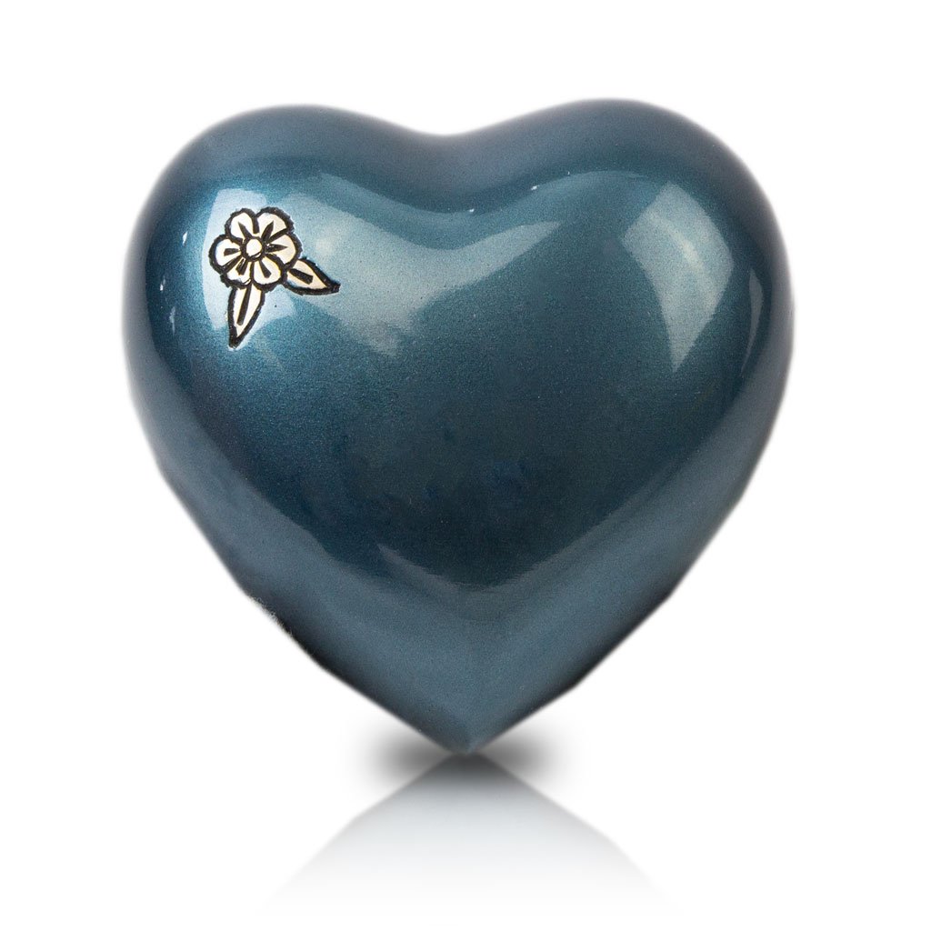 OneWorld MemorialsArtisan Heart Bronze Memorial Heart Keepsake - Extra Small - Holds Up to 3 Cubic Inches of Ashes - Indigo Blue Cremation Urn for Ashes - Engraving Sold Separately