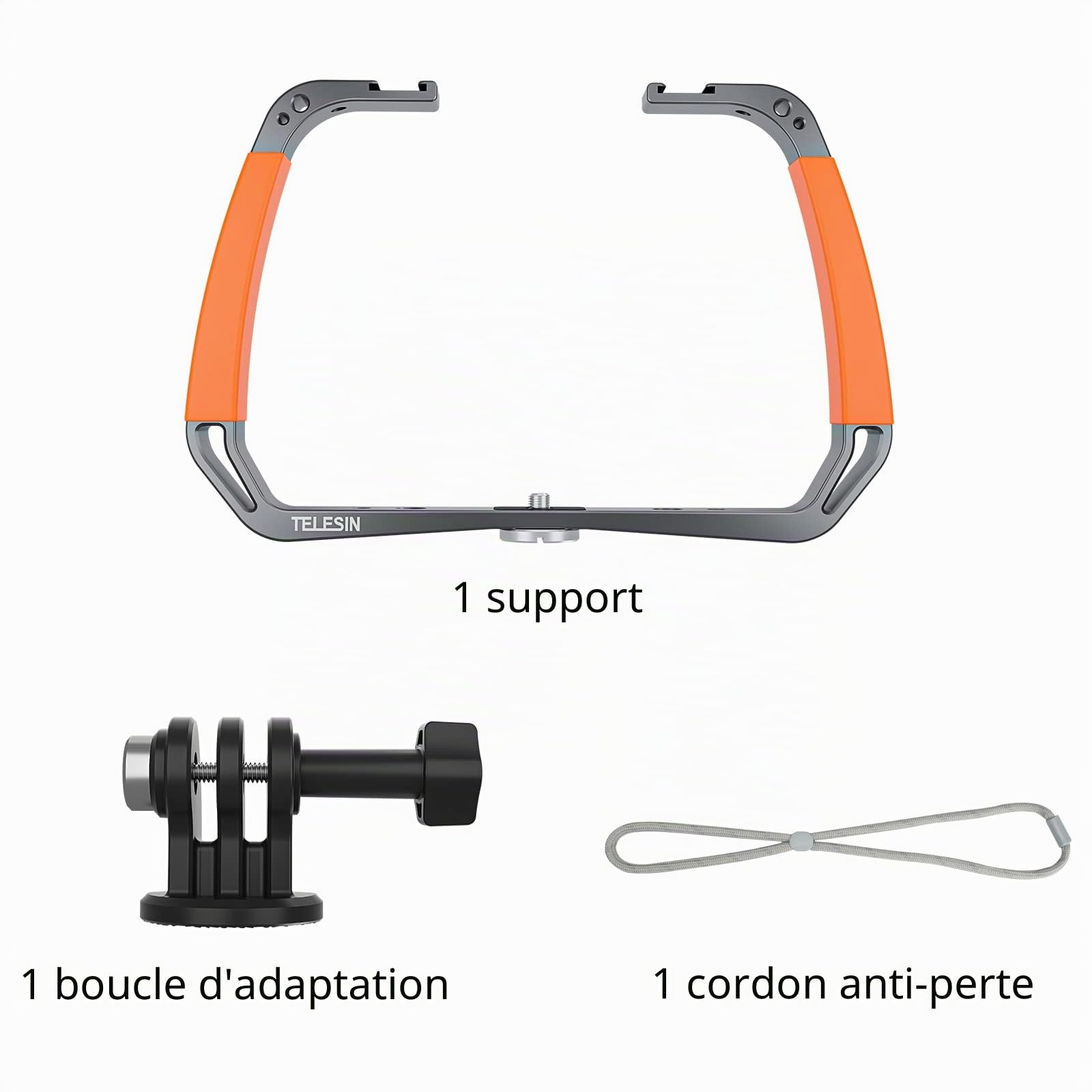 Support de Plateau à Double Bras en Alliage d'aluminium pour stabilisateur de Plate-Forme de plongée pour GoPro Hero 11 10 9 8 7 6 Insta360 One DJI Action 2 caméra