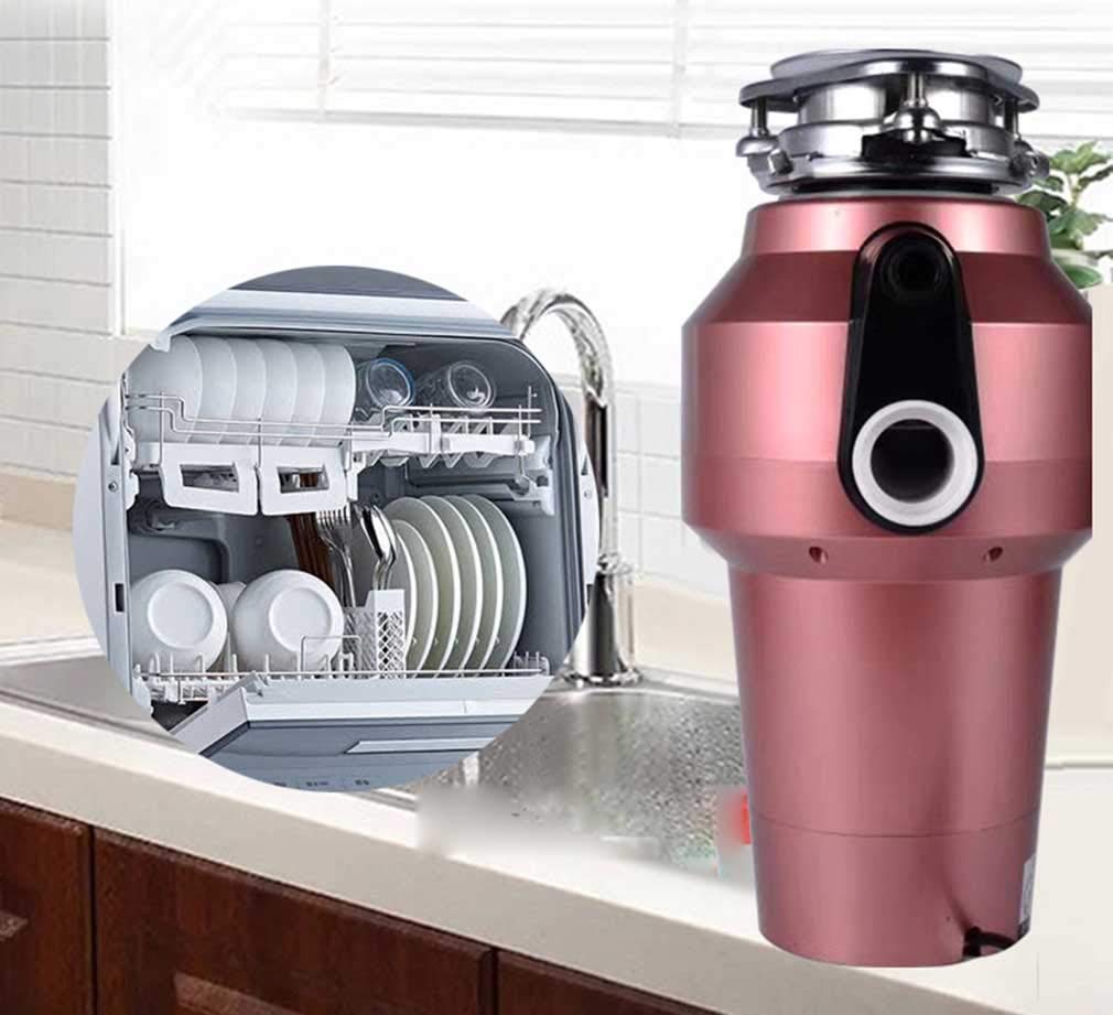 Durable Élimination des ordures ménagères Broyeur de déchets Facile à Installer, Protection Anti-surchauffe et Anti-Surcharge Cuisine, Pink
