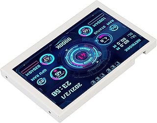 PC Sensor Panel Display, 5in IPS Computer Temp Monitor 360 Degree Rotation Multifunction DIY Theme Brightness Adjustable for Desktop