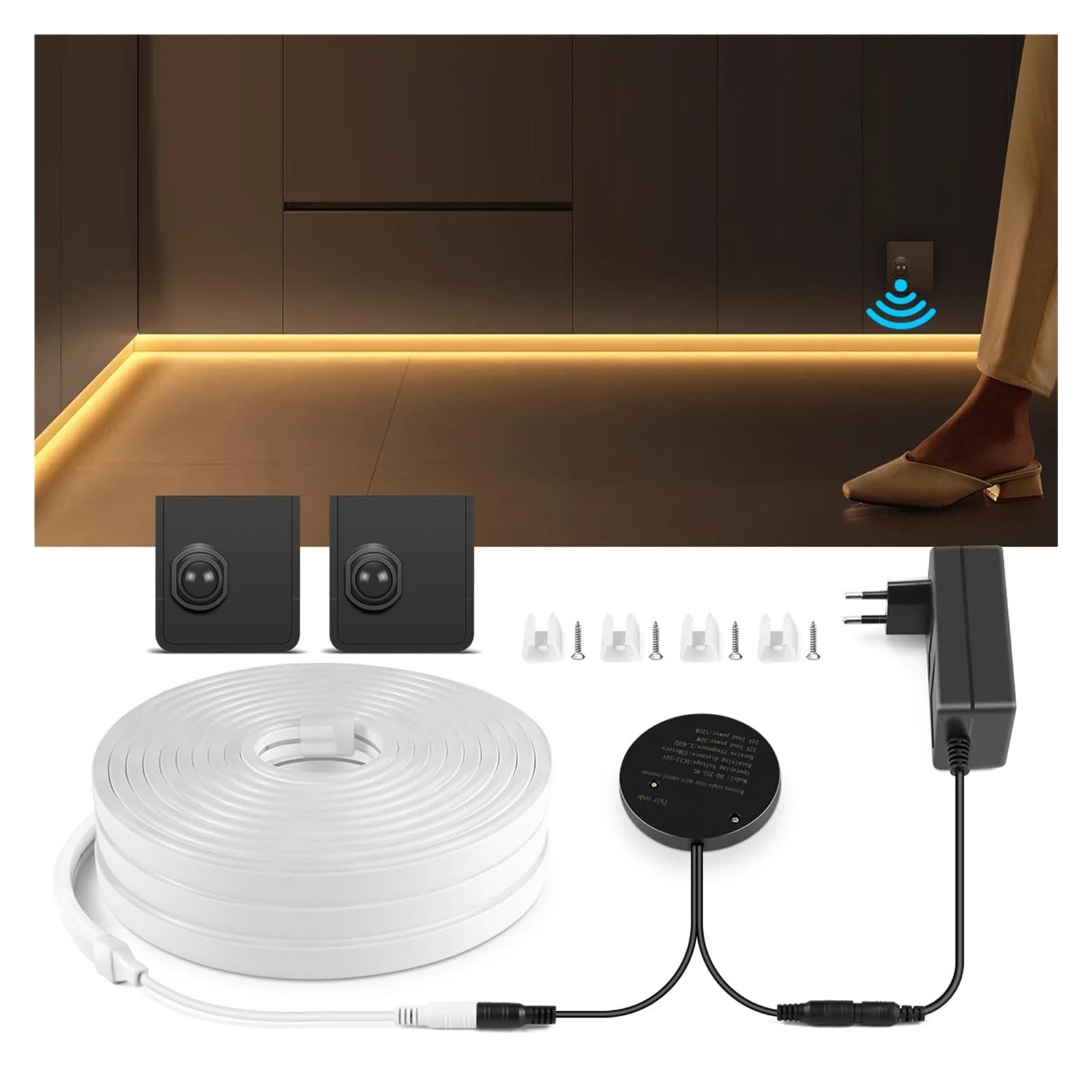 24V czujnik ruchu LED Neon Strip Light 2M 5M 10M automatyczne wyłączanie lampa indukcyjna taśma do schodów sypialnia łazienka oświetlenie nocne