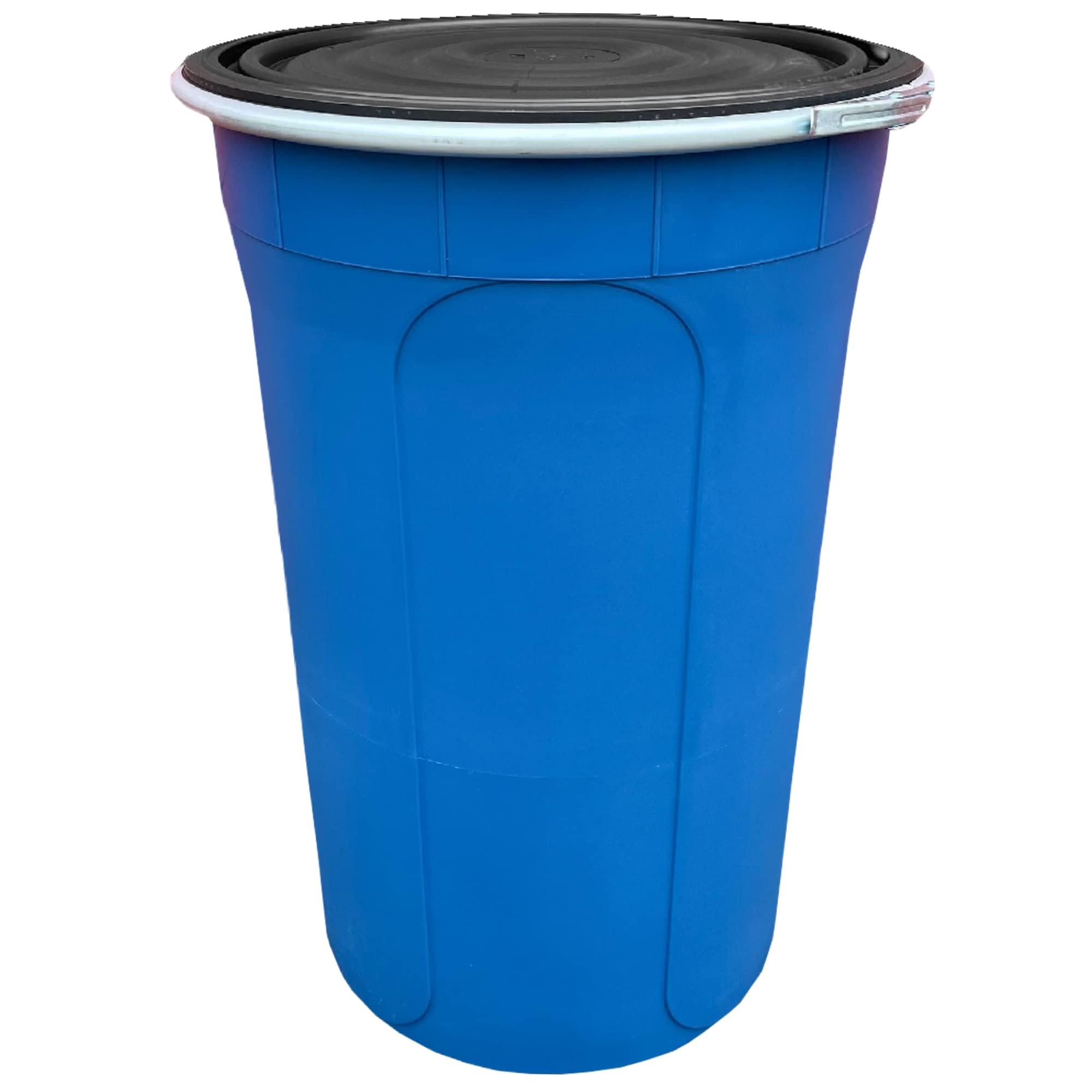 210L Large Shipping Drum, Plastic Barrel Strong Container for Export and Import Transportation With Secure Clasp Lid - Blue