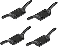Vista 1 de Renovators Supply Manufacturing Ganchos para tacos de 4 pulgadas, soporte de cuerda de hierro forjado negro para persianas de ventana o asta