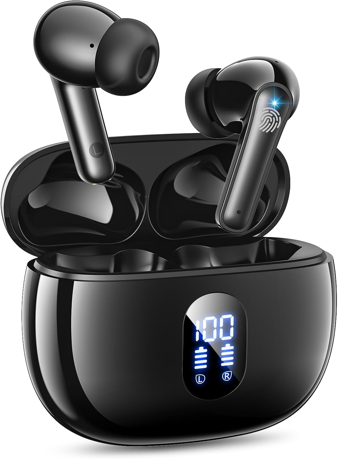 ZZU Wireless Earbuds, Bluetooth Ear Buds with Big Bass Stereo Sound, 48 Hours Playtime, Lightweight in-Ear Fit Earphones, IPX7, Hands-Free Calls with AI for iPhone, Android, Pad, Sports, Workout Blue