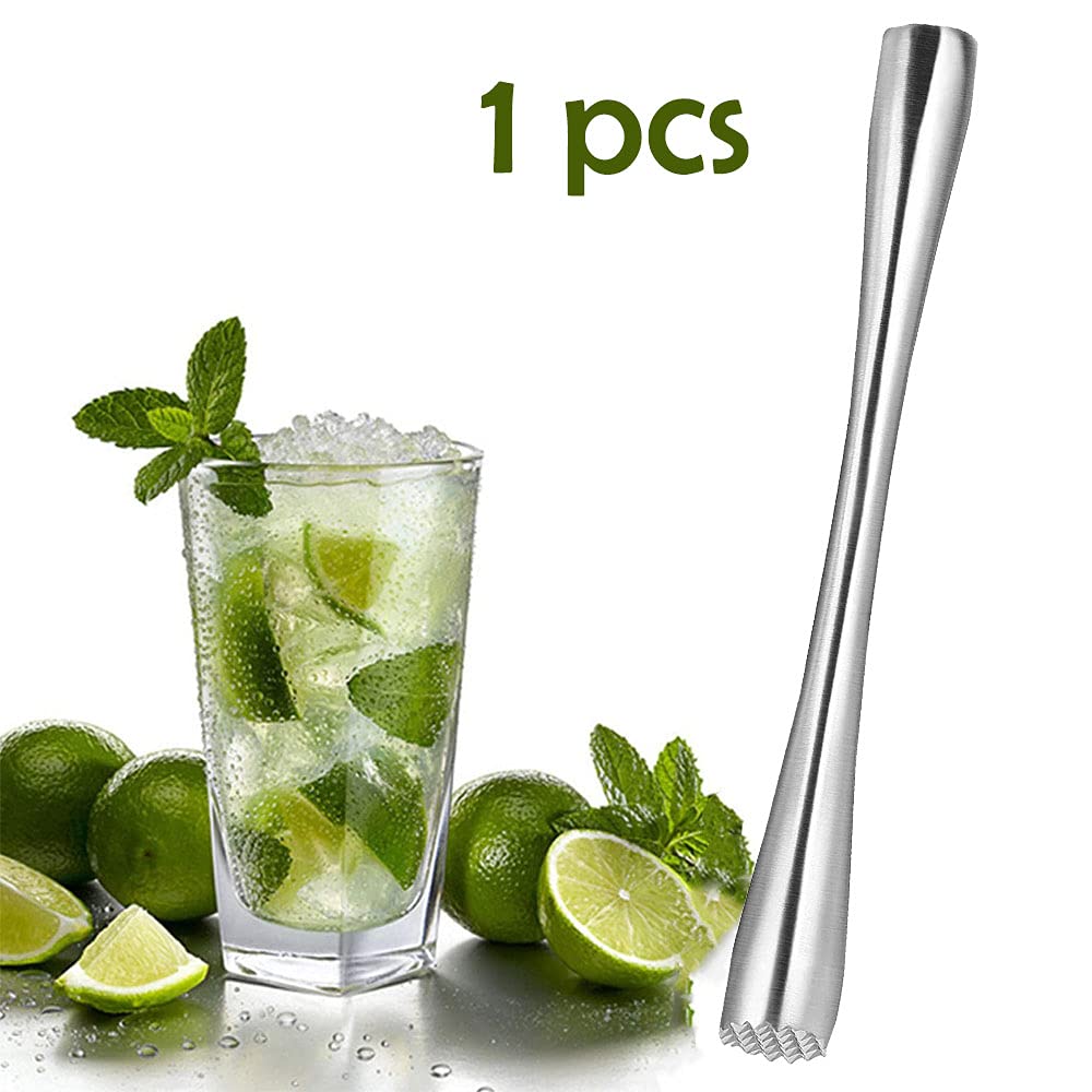 Cóctel Muddler, Profesional Muddler, Ideal Bartender Herramientas, Utensilios De Cóctel De Acero Inoxidable, para Hacer Puré De Cóctel con Menta Natural y Cítricos(26cm/10.2in)