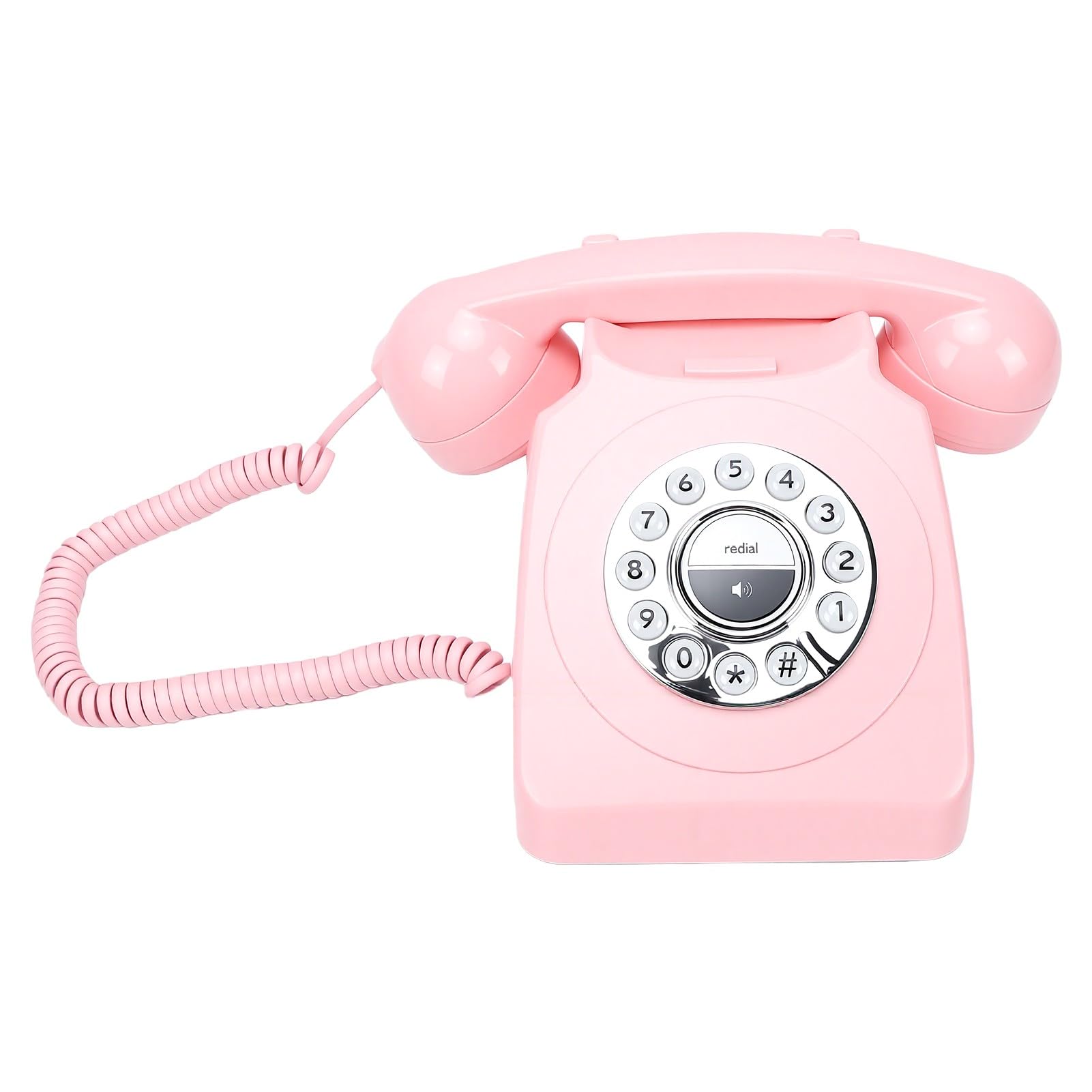 Tonysa Telefono Fisso Cordless retrò Bluetooth con Ricevitore per la Casa, Supporta Chiamate in Vivavoce, Riproduzione Musicale, Ricarica Rapida di Tipo C Ricaricabile (PINK)