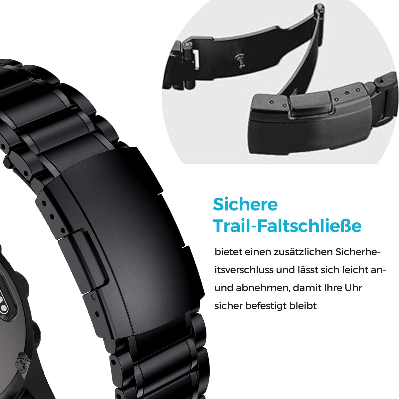 Titan Armband 22mm Kompatibel mit Fenix 8 47mm/E 47mm/7/6 Pro/5 Plus/Forerunner 965 955, 26mm Metall-Uhrenarmband mit Schnellverschluss Kompatibel mit Fenix 8 51mm/Enduro 3 51mm/7X Pro/6X Pro