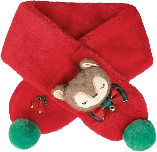 Miniatura 3 de ITODA Bufanda de Navidad para niños calentador de cuello cuello cruzado para fiesta invierno clima frío felpa suave y peluda para niños