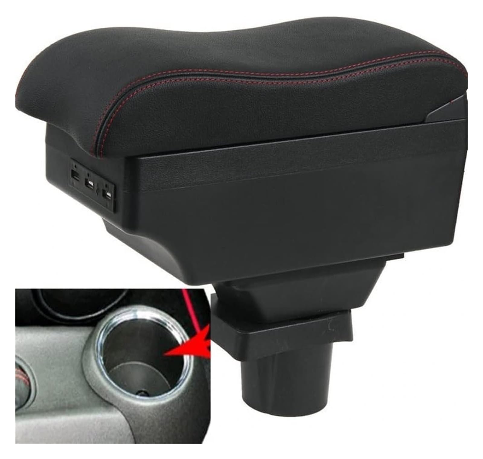Cassetto Portaoggetti Per Cooper F56 F55 Bracciolo Box Console Centrale Scatola Portaoggetti Custodia Con Portabicchieri USB(Red line,UN)