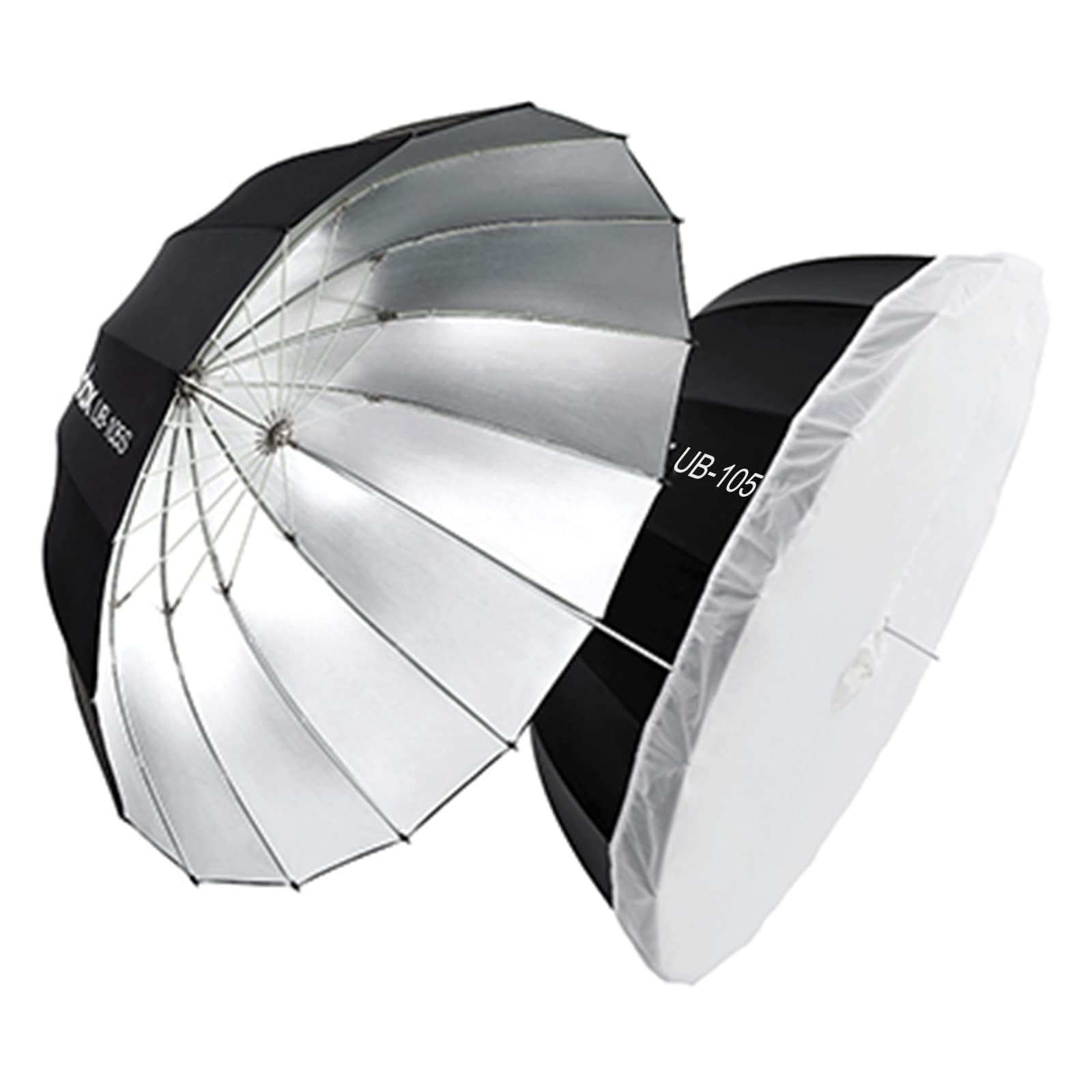 Godox UB-105 Parapluie parabolique réfléchissant profond avec couvercle diffuseur pour studio vidéo Argenté 105 cm
