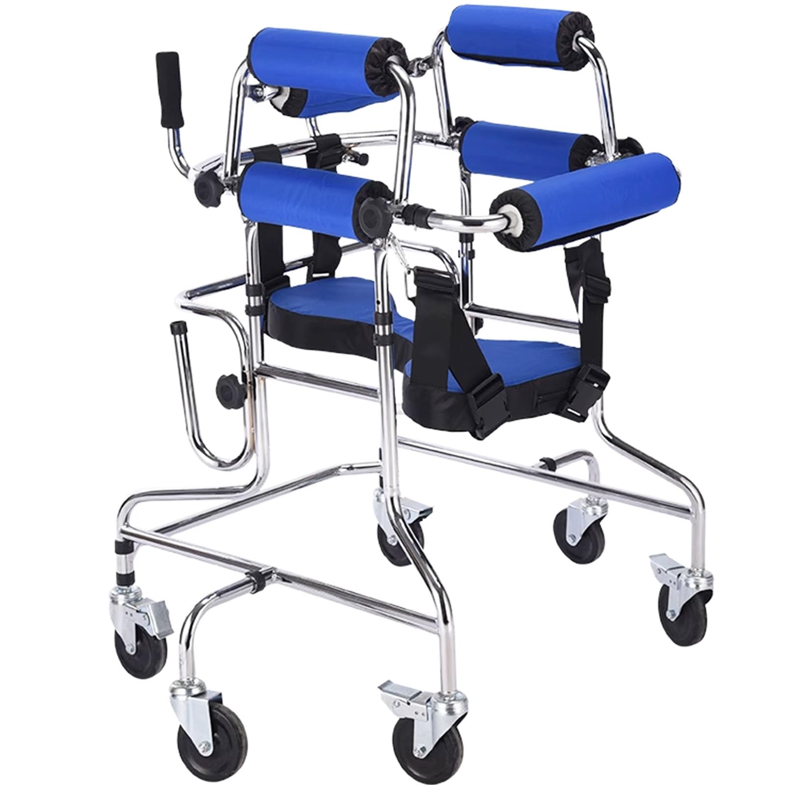 Faltbarer Rollator mit Sitz und 6 Rädern, leichte Aluminium-Mobilitätshilfe für Training und Unterstützung