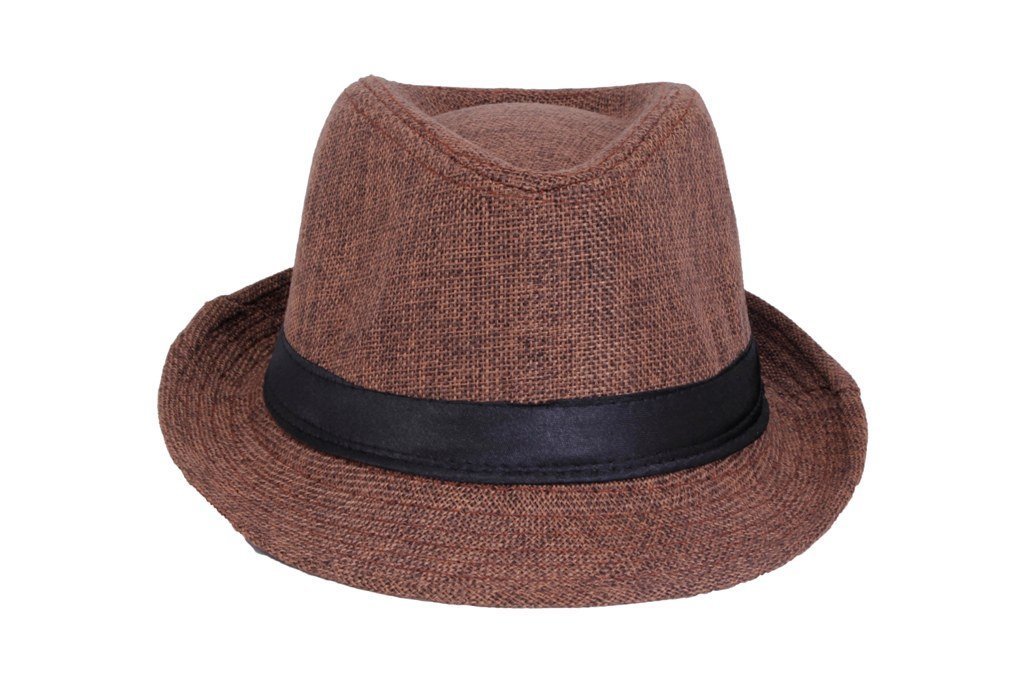 Mens & Women Cotton & Jute Blended Fedora Hat (Pack of 1) (Brown_Free Size)