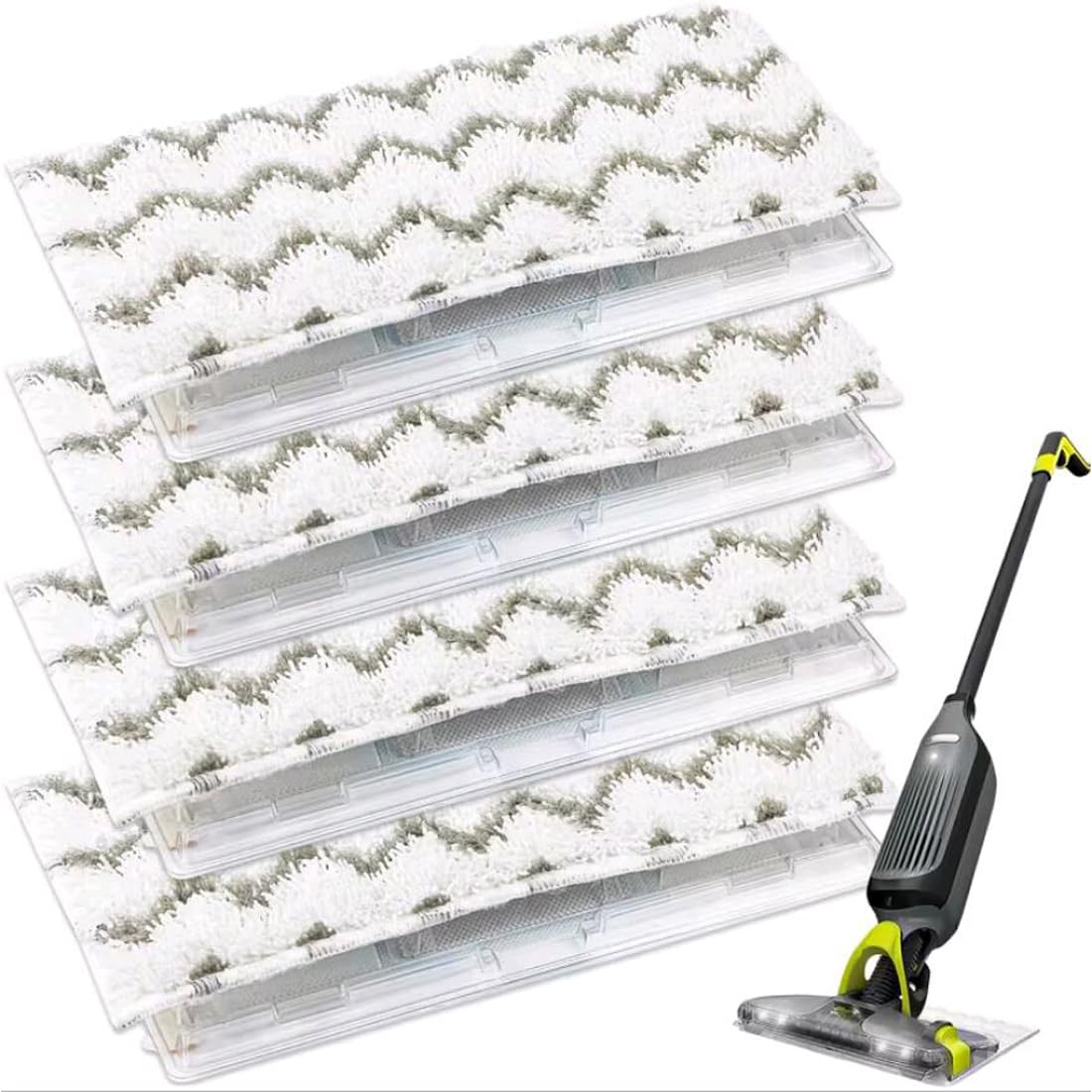 FiTspi 4Pcs Reusable Vacuum Mop Pad Refills Compatible with Shark VACMOP VM252, VM251, VM190, VC205, VM250, VM200, Microfiber Washable Dirt Grip Absorbing Hard Floor Cleaner
