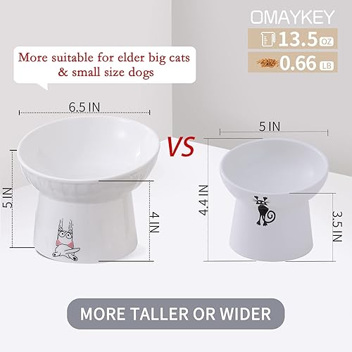 Miniatura 3 de OMAYKEY Cuencos elevados de cerámica extra anchos de 6.5 pulgadas, plato elevado de porcelana inclinada para gatos y agua, sin estrés, para gatos
