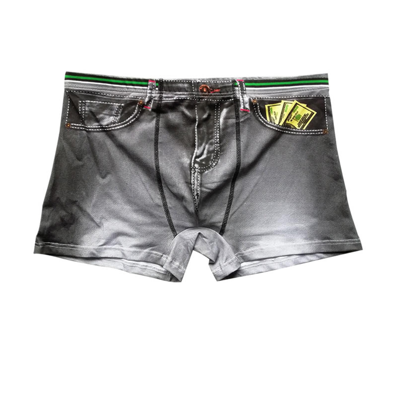 Evankin Men's Fake Jean Boxer Briefs Funny Novelty Underwear Cotton Cowboy Printed Boxers Sexy Lingerie