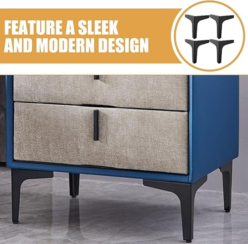 Miniatura 6 de Kichvoe Patas para muebles, 4 piezas de estilo moderno, patas de sofá de metal, patas triangulares negras para mesa, armario, sofá, silla, 5.9 in