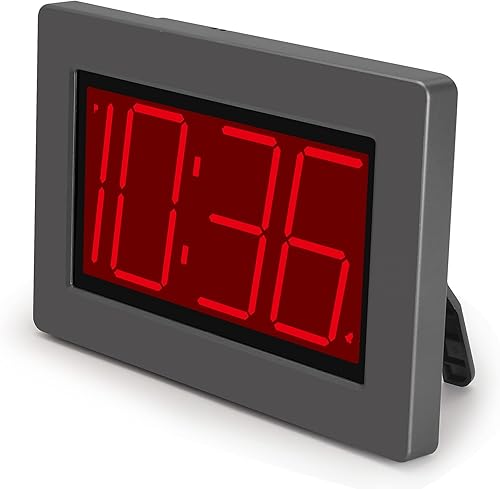 Reloj despertador digital, reloj de pared con pantalla LED grande, 3 niveles de brillo ajustable, modo de visualización de 12 horas, funciona con