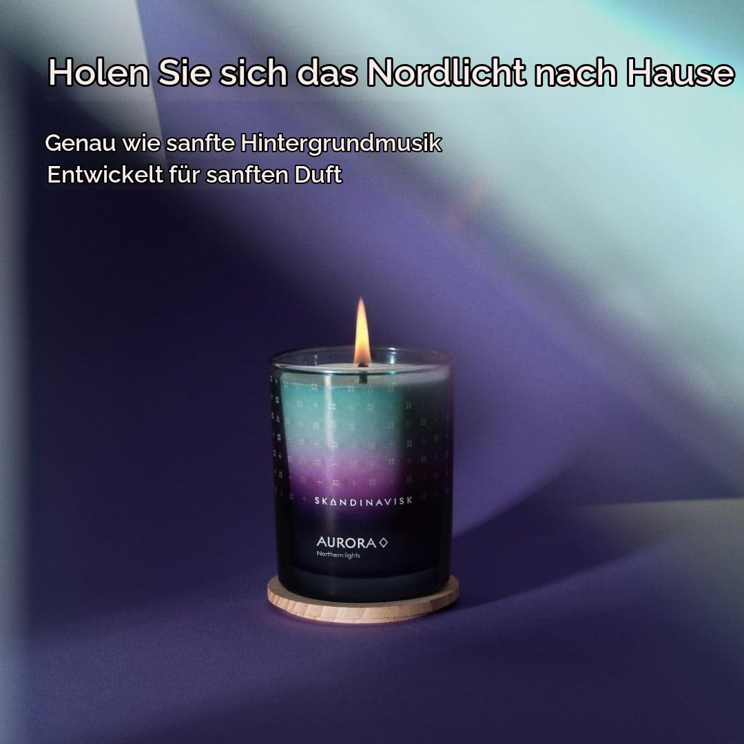 Skandinavisk AURORA Duftkerze. Duftnoten: Sandelholz und Wacholderbeeren, Jasmin und Limette. 200 g.