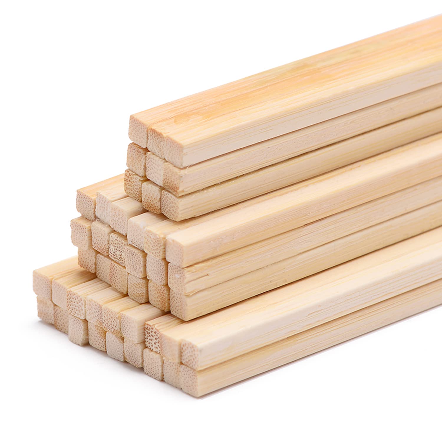 Bastoncini di legno per il bricolage, Aste quadrate con tasselli in bambù naturale Decorazioni for la casa artigianali fai-da-te Costruzione di modelli in confezioni multiple(100Pcs)