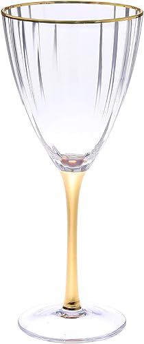 Line - Juego de 6 vasos texturizados con borde dorado y tallo (agua)