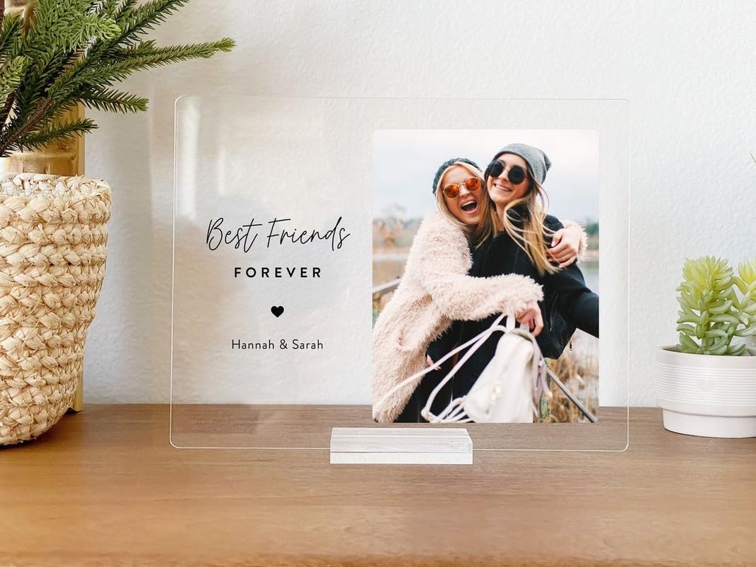 THE GRANDEUR Personalised Acrylic Photo Frame, Best Friend design, Customized Photo Frame, Birthday Gift, Engagement Gift, Couples Gift, Tabletop