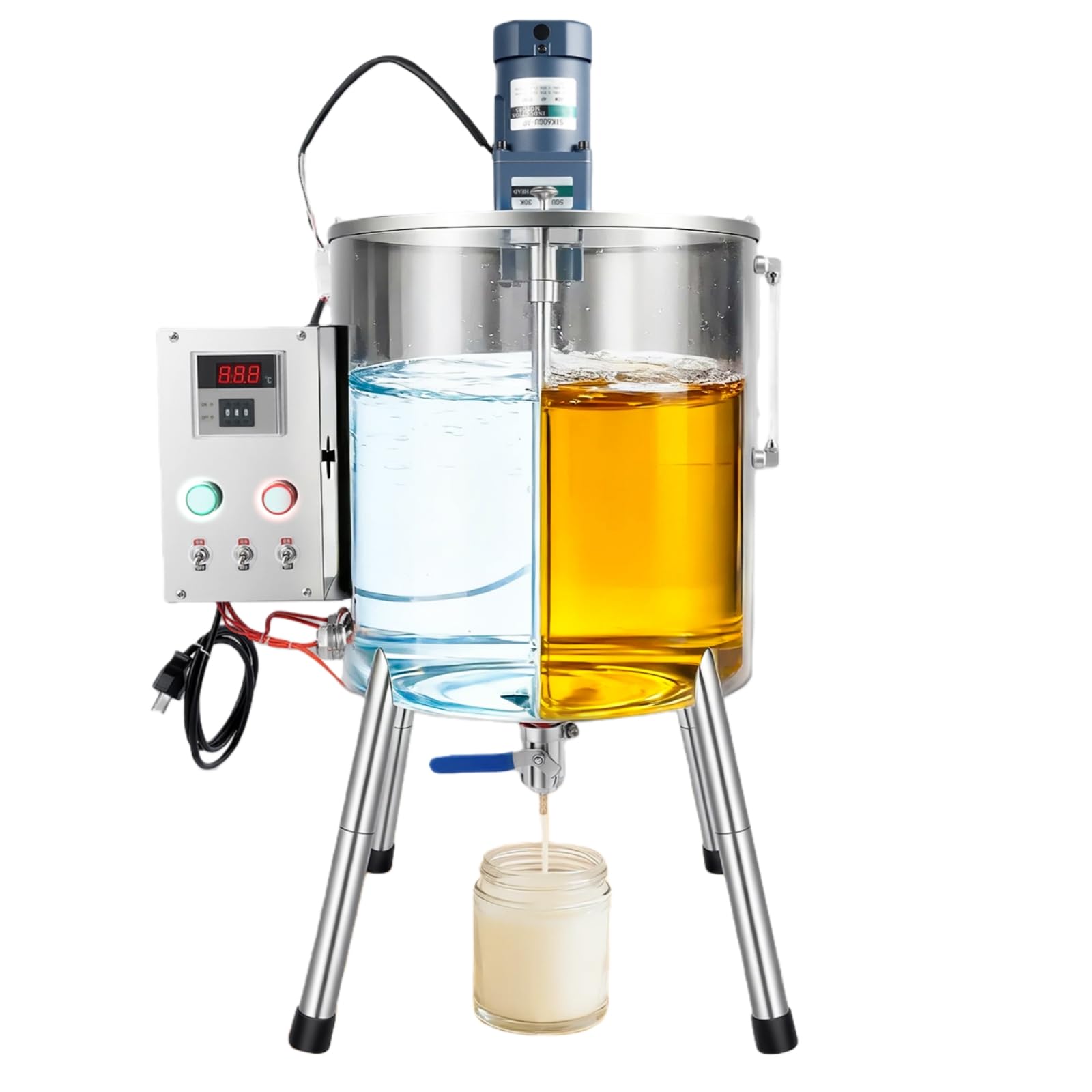 8 Gal Manual Paste Liquid Filling Machine 120W Lipstick Candle Heat Filler Stainless Steel Stirring Tank Lipstick Liquid