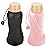 Collapsible Water Bottles 2 Pack,Leak Proof,Reuseable BPA Free Silicone Foldable Water Bottles,Durable Lightweight for Travel Gym Camping Hiking,Compact Size Portable Sports Water Bottle (Black&Pink)