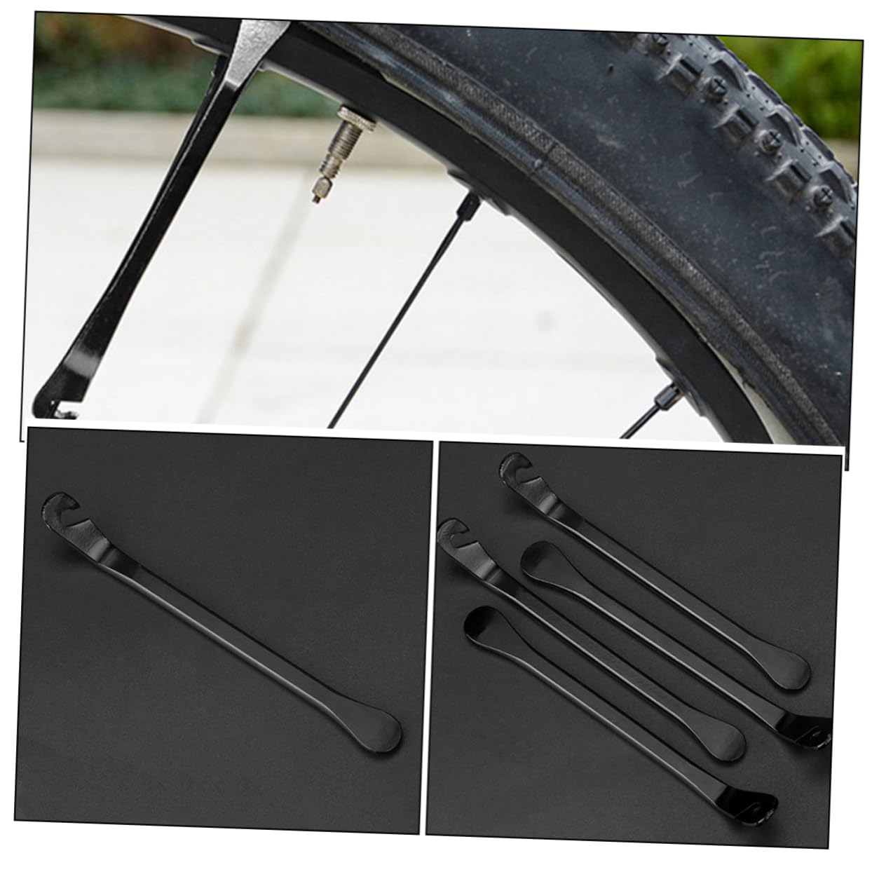 Sosoport Outil De Réparation De Pneus Vélo De Montagne Outils De Pneu Outils De Démontage De Pneus Leviers Outils De Vélo Levier De Pneus De Vélo Dissolvant 45 Acier Noir