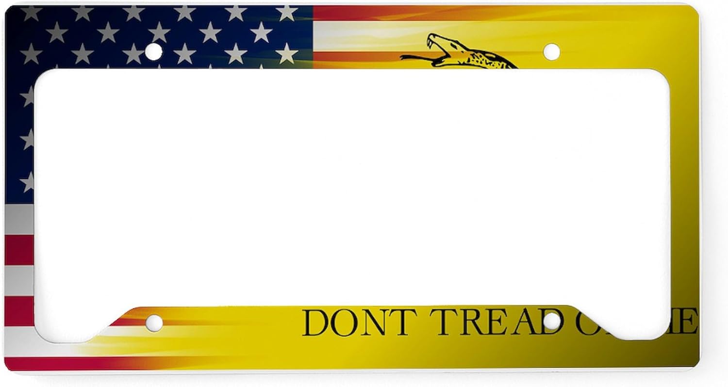 CafePress Gadsten Flag Merged with U.S. License Plate Holder Aluminum License Plate Frame, License Tag Holder