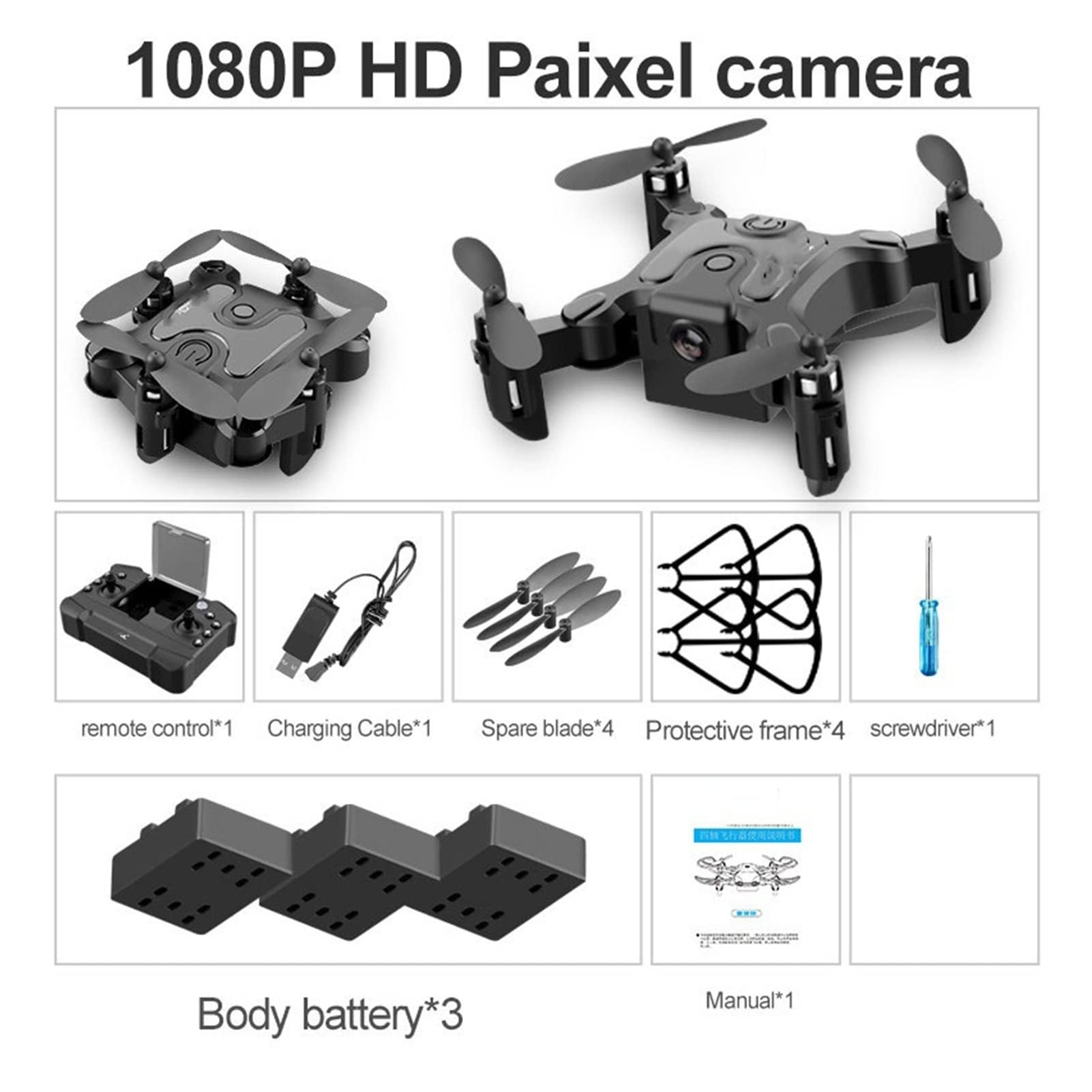 Drone Mini Drone V2 4K 1080P HD Kamera WiFi FPV Ciśnienie powietrza Wysokość Trzymaj Składany Quadcopter RC Drone Zabawka dla dzieci (Kolor: V2 480P-1Rozmiar baterii: 1) (V2 1080P 3bateria)