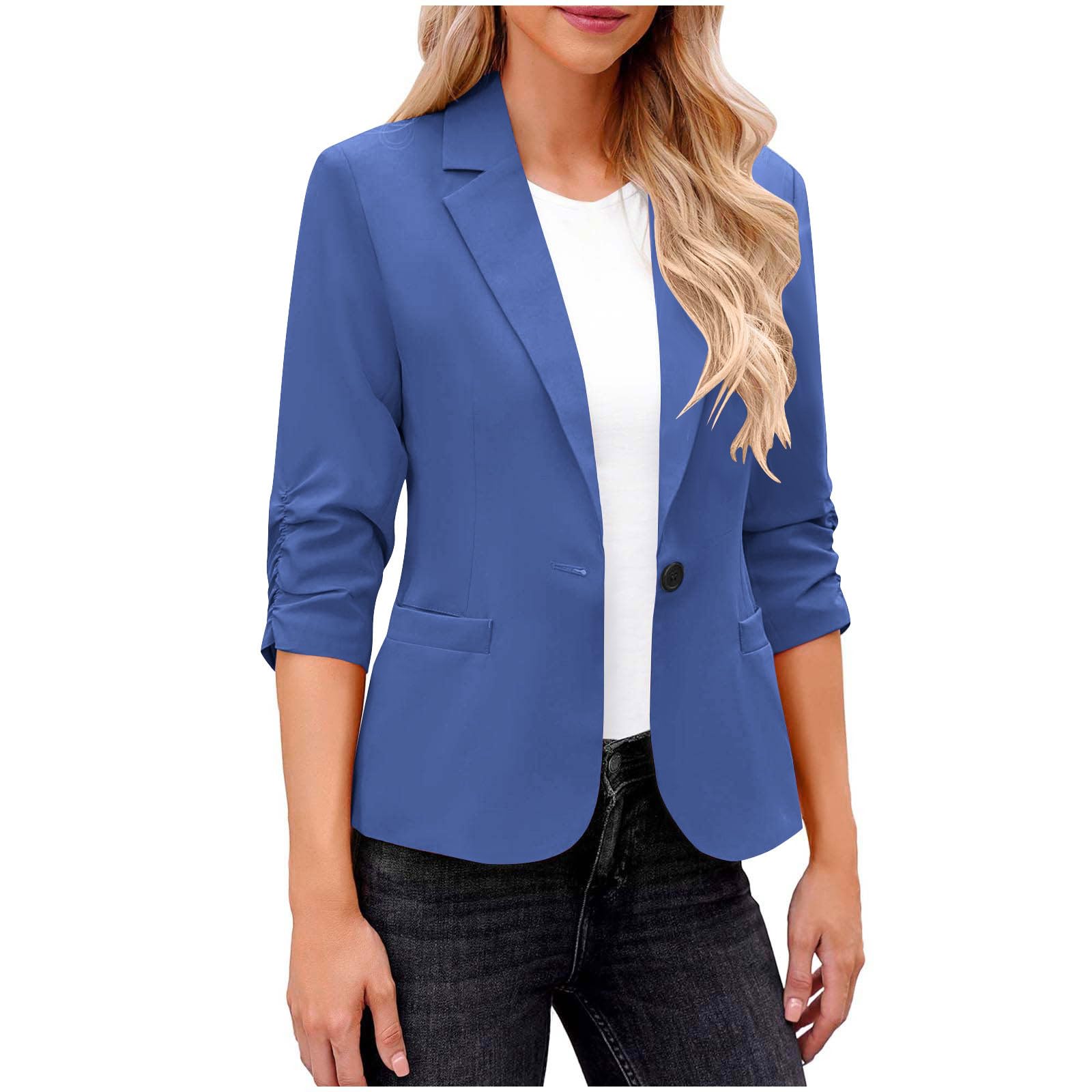 Casual Blazers for Women Trendy Work Office Suit Jackets Open Front Lightweight 3 4 Sleeve Blazer