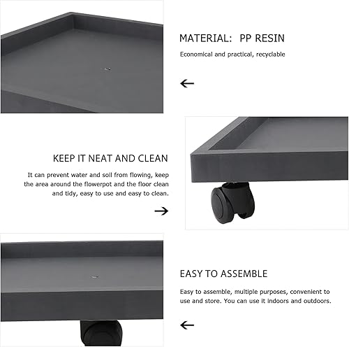 Miniatura 5 de ERINGOGO Organizador cuadrado para plantas, 16 pulgadas con ruedas bloqueables, soporte de metal resistente para plantas, plataforma de plataforma