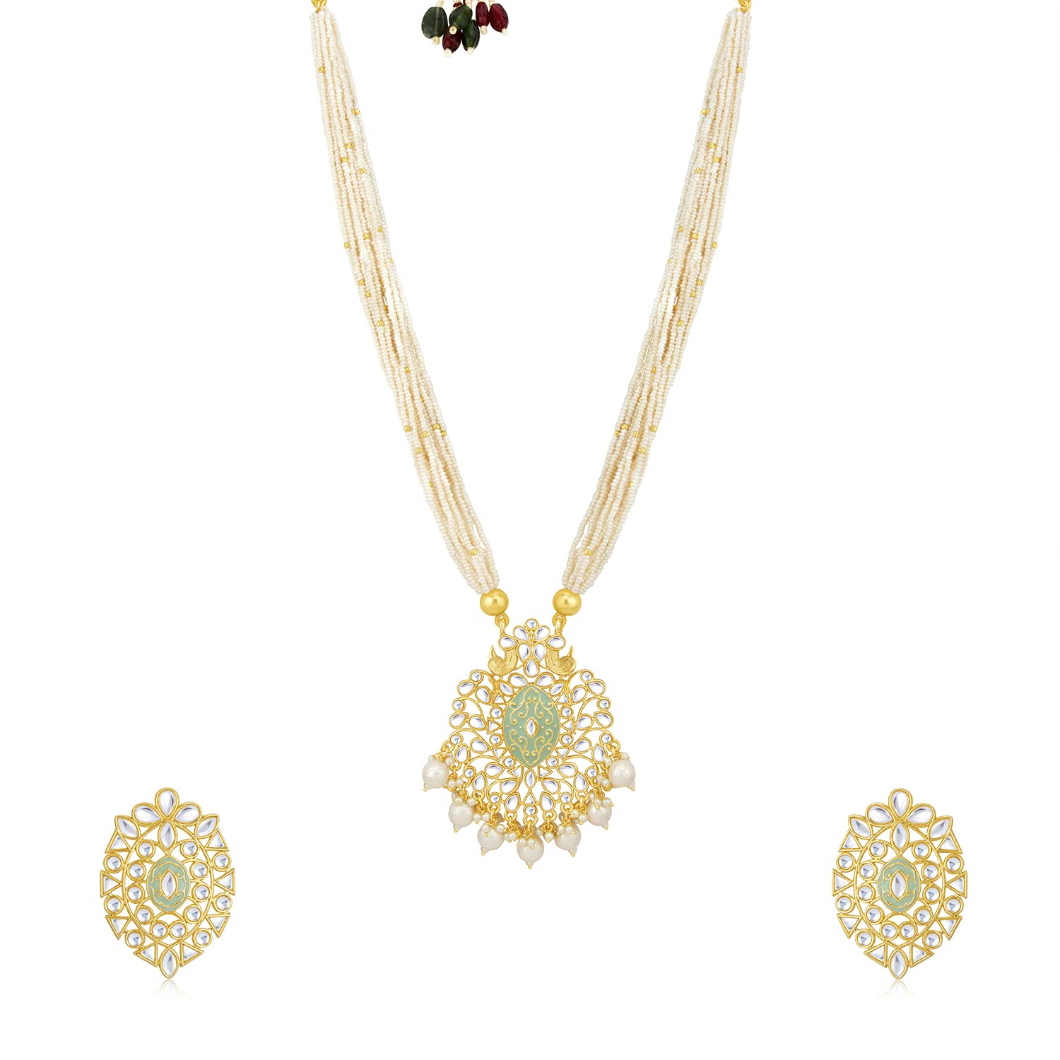 Sukkhi Marvellous Kundan Gold Plated Pearl Mint Necklace Set for Women (SKR85683), Mint Green, Free Size (B0949884XG) Amazon Price History, Amazon Price Tracker